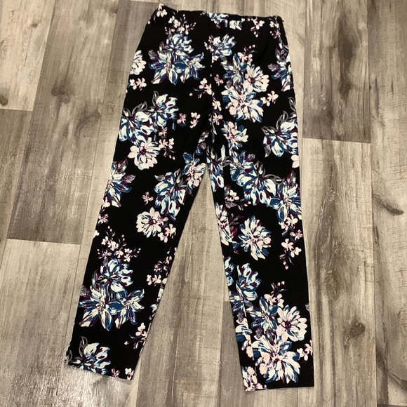 Time and Tru Pants - Time and Tru Size 12 Black Floral Pull On Dress Pants